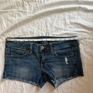 Vintage American Eagle Low Rise Denim Cut Off Shorts Stretch Y2K Junior Sz 9